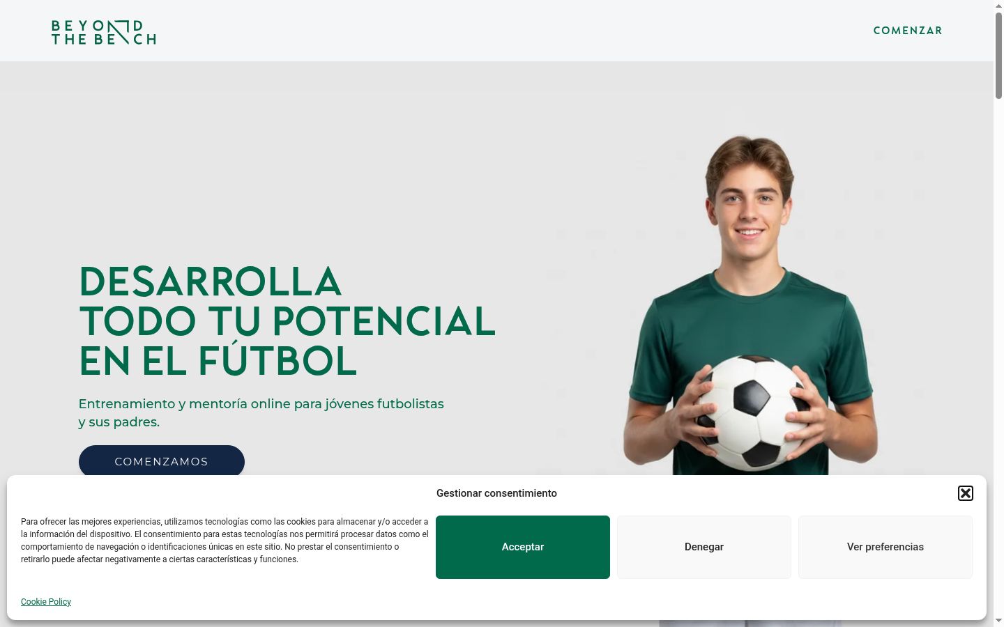 Screenshot del banner di consenso mostrato prima di qualsiasi interazione