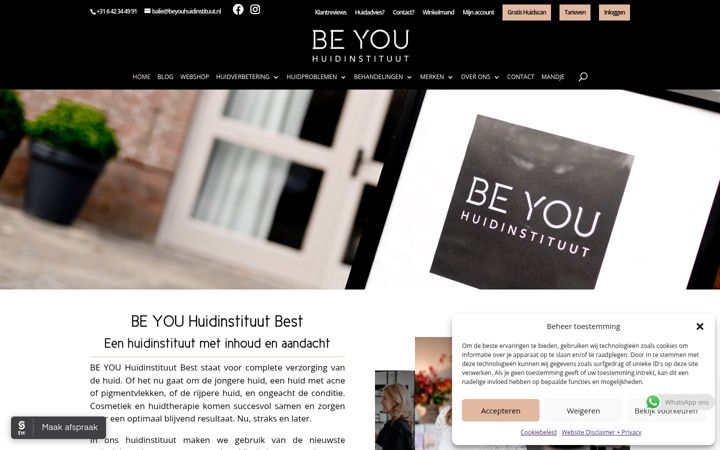 Skærmbillede af beyouhuidinstituut.nl