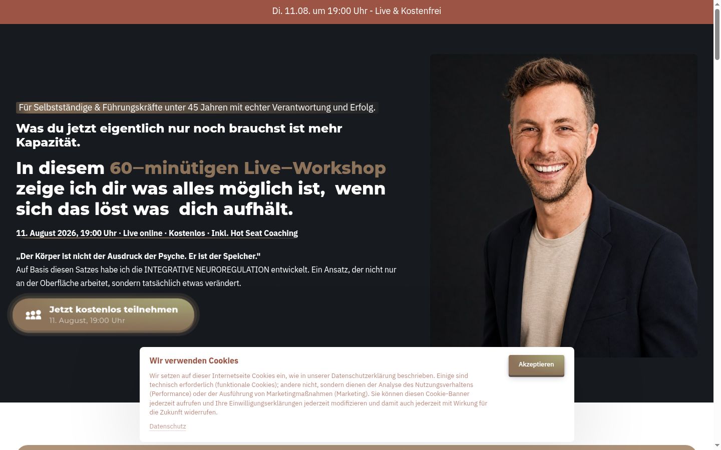 Screenshot of the consent banner shown before any interaction