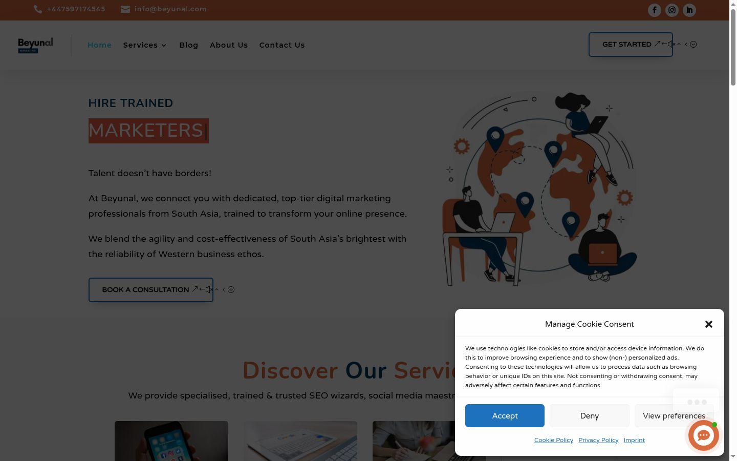 Screenshot of the consent banner shown before any interaction