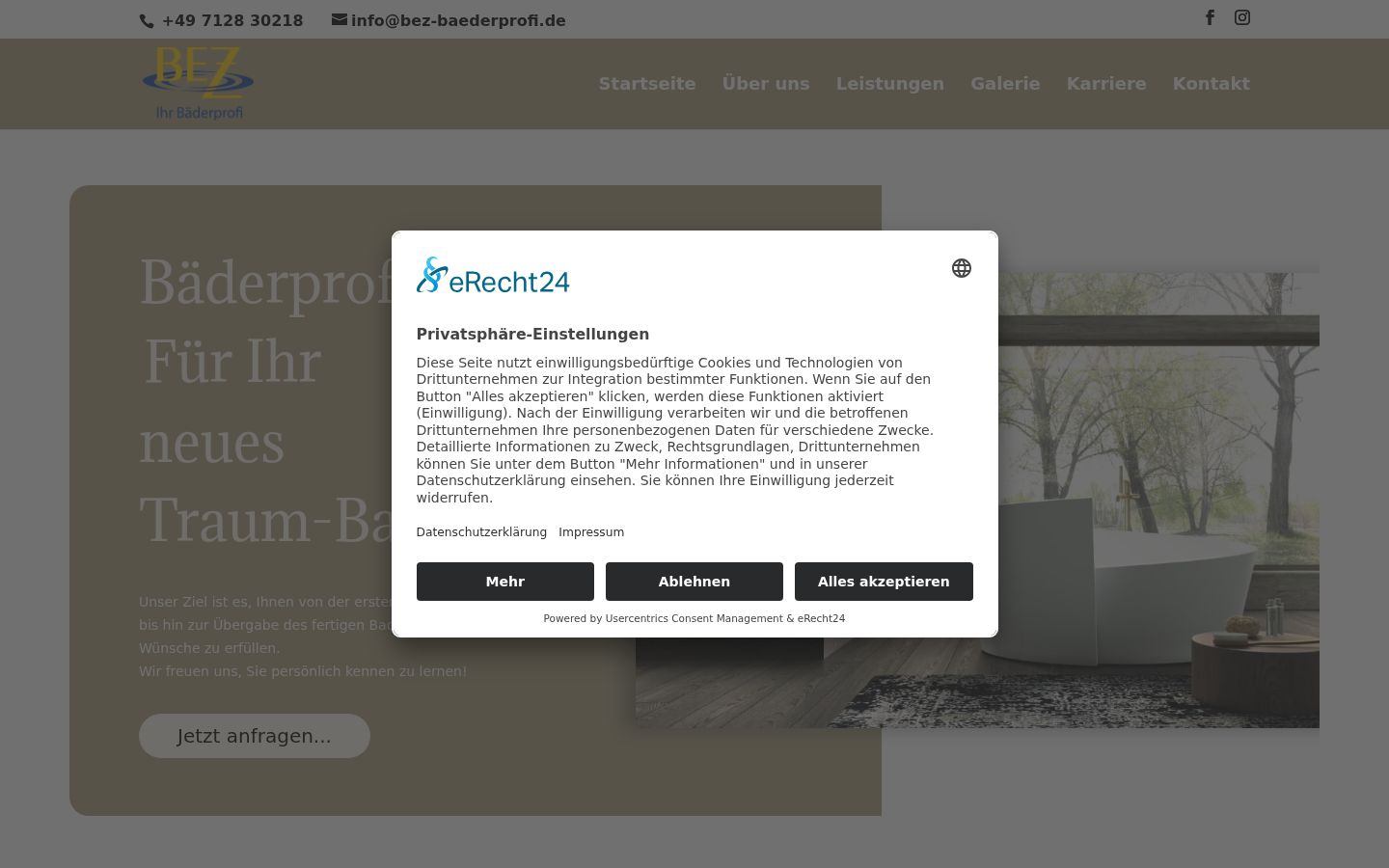 Screenshot des Einwilligungsbanners vor jeglicher Interaktion