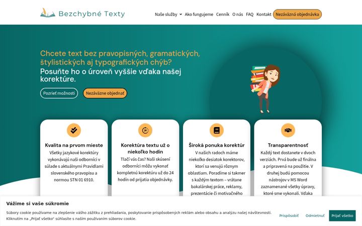 Ekrānuzņēmums no bezchybnetexty.sk