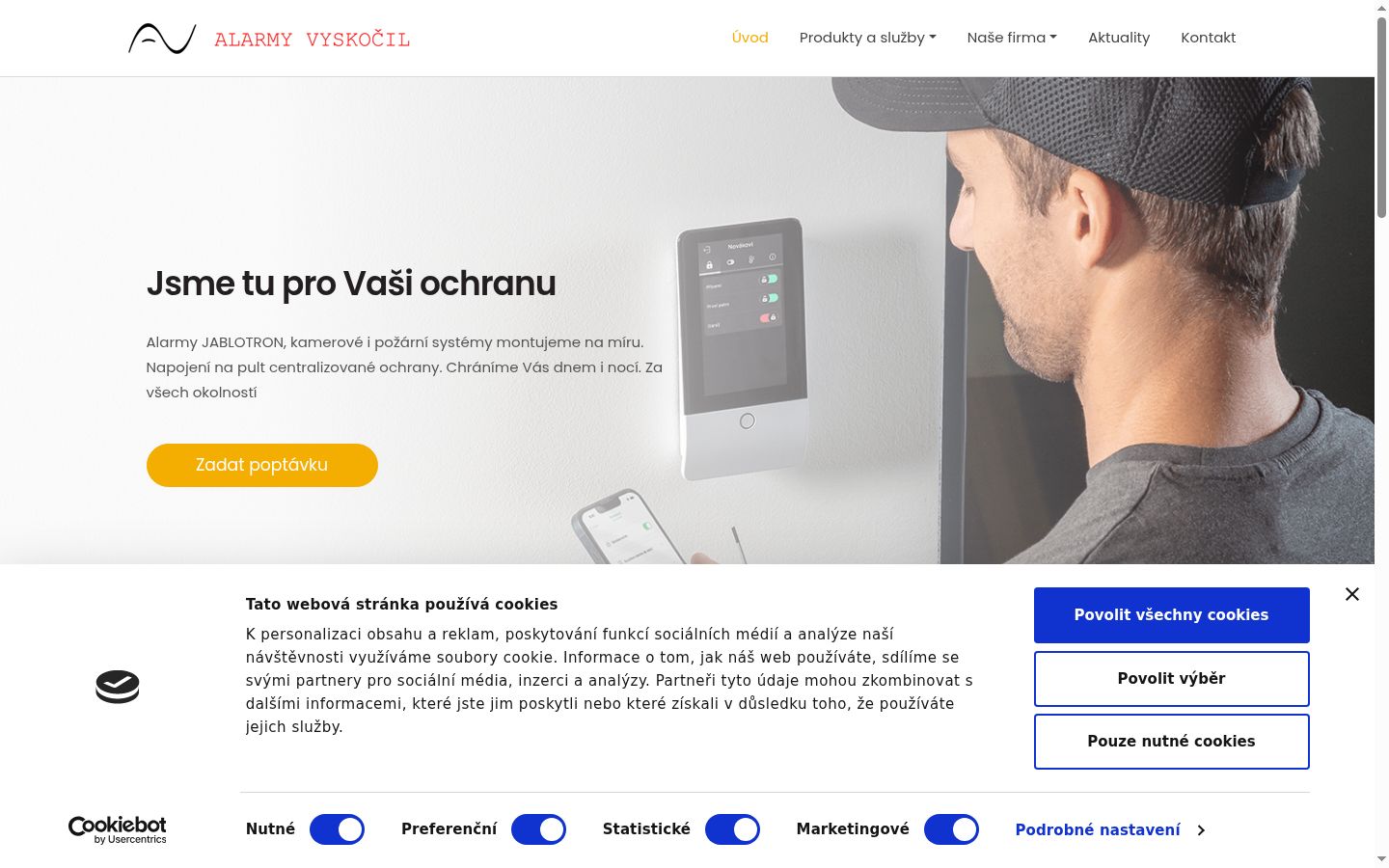 Captura de ecrã do banner de consentimento apresentado antes de qualquer interação