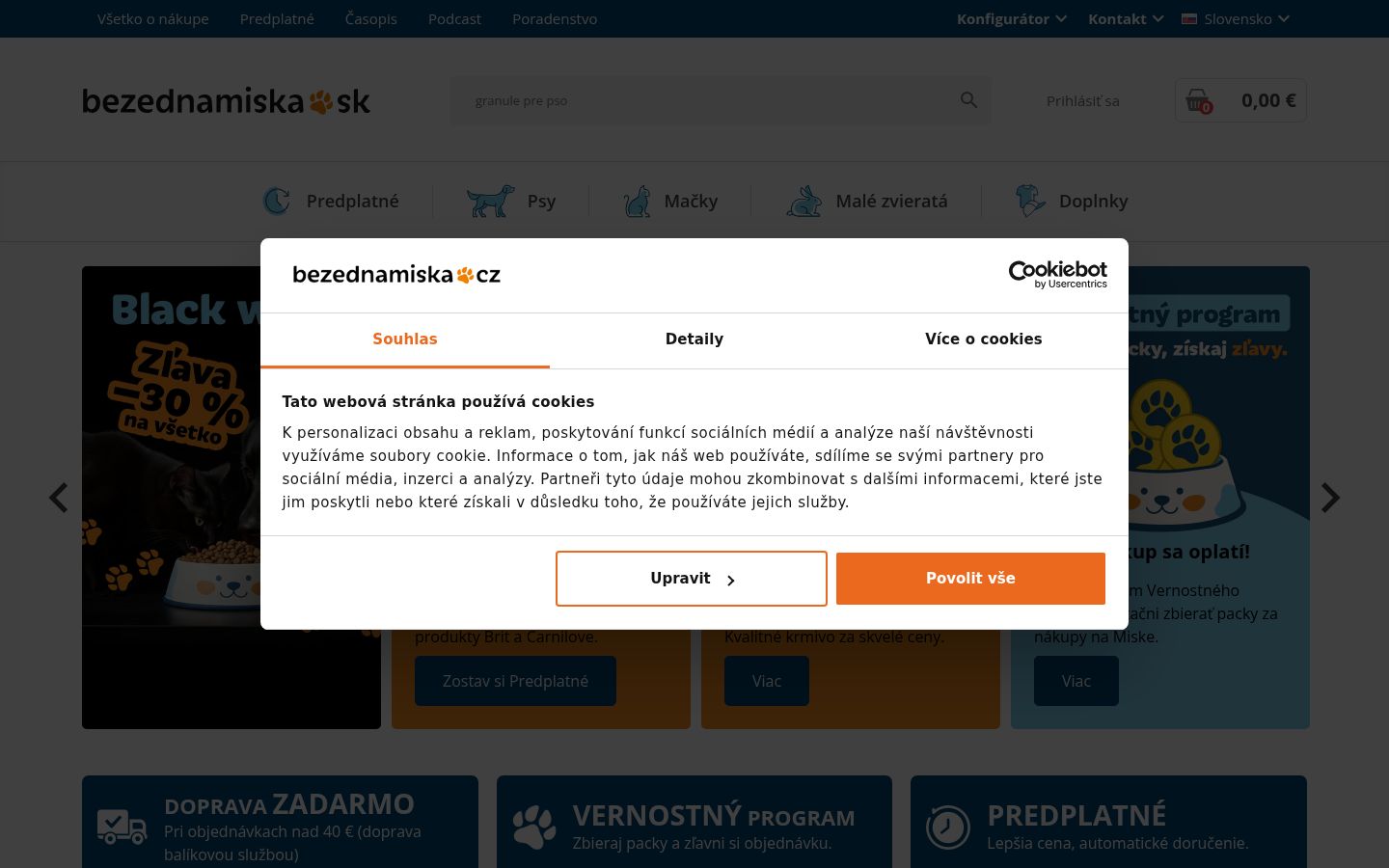Captura de ecrã do banner de consentimento apresentado antes de qualquer interação