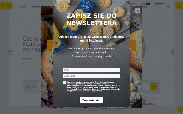 Screenshot ta' bezgluten.pl