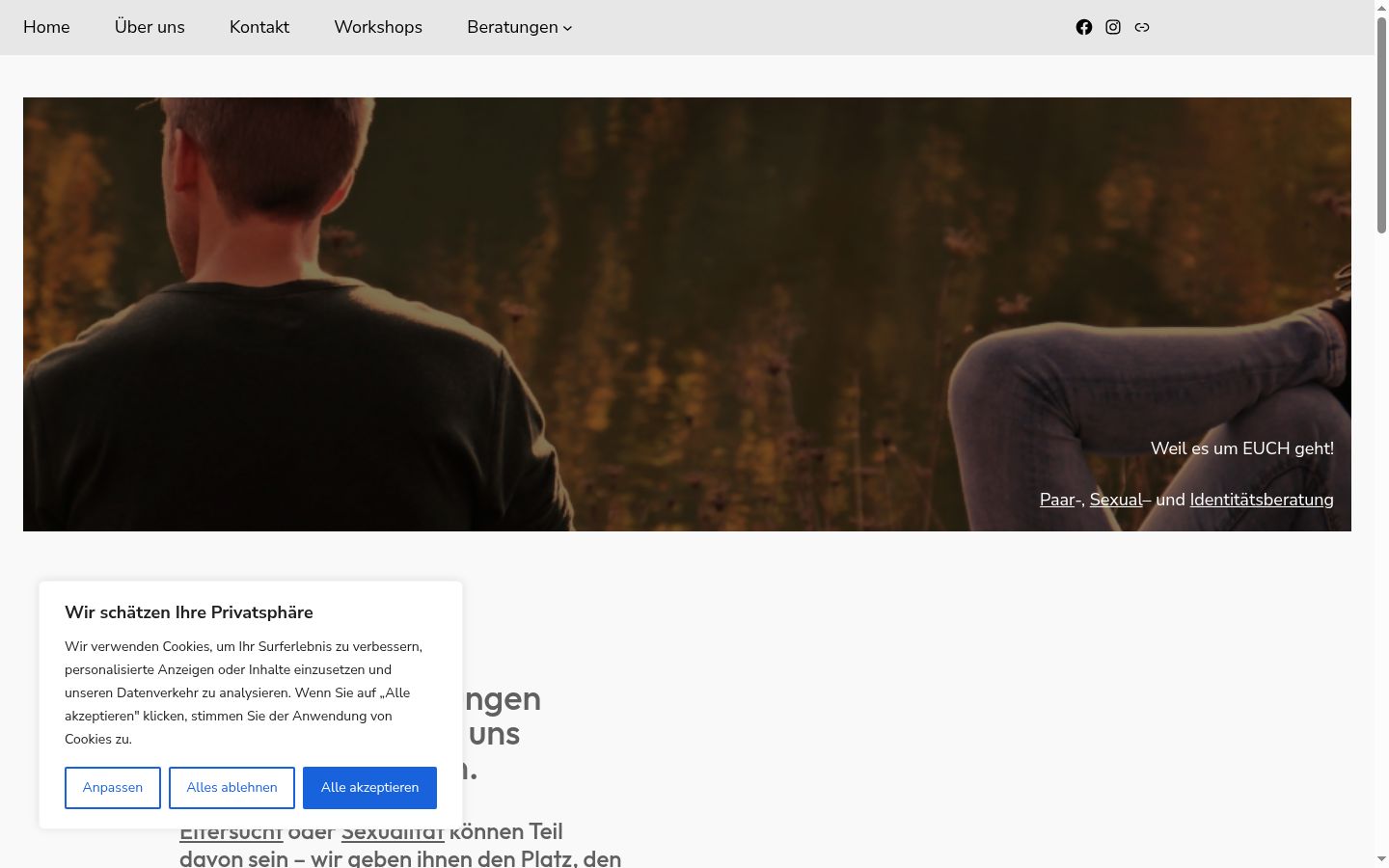 Screenshot des Einwilligungsbanners vor jeglicher Interaktion