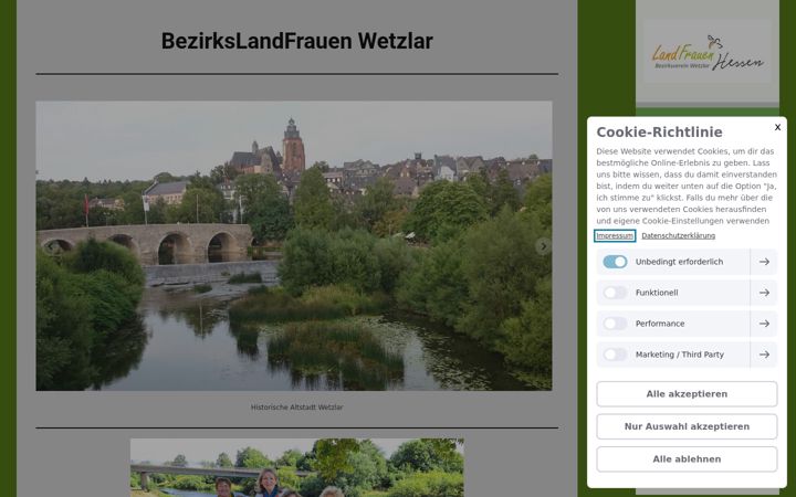 Screenshot of bezirkslandfrauen-wetzlar.de