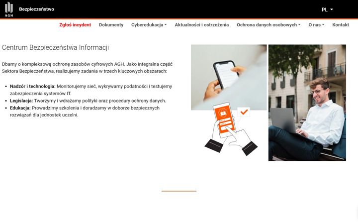 Screenshot of bezpieczenstwo.agh.edu.pl