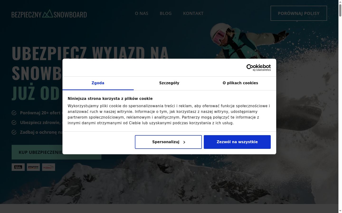 Screenshot del banner di consenso mostrato prima di qualsiasi interazione