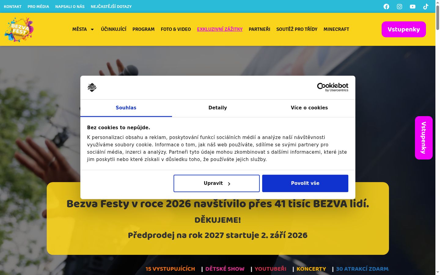 Sutikimo reklamjuostės, rodytos prieš bet kokią sąveiką, ekrano kopija