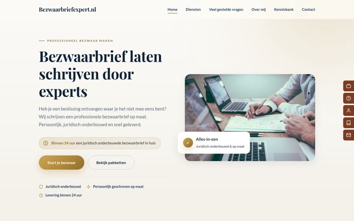 Ekrānuzņēmums no bezwaarbriefexpert.nl