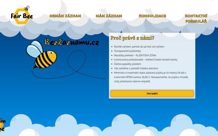 Screenshot of bezzaznamu.cz