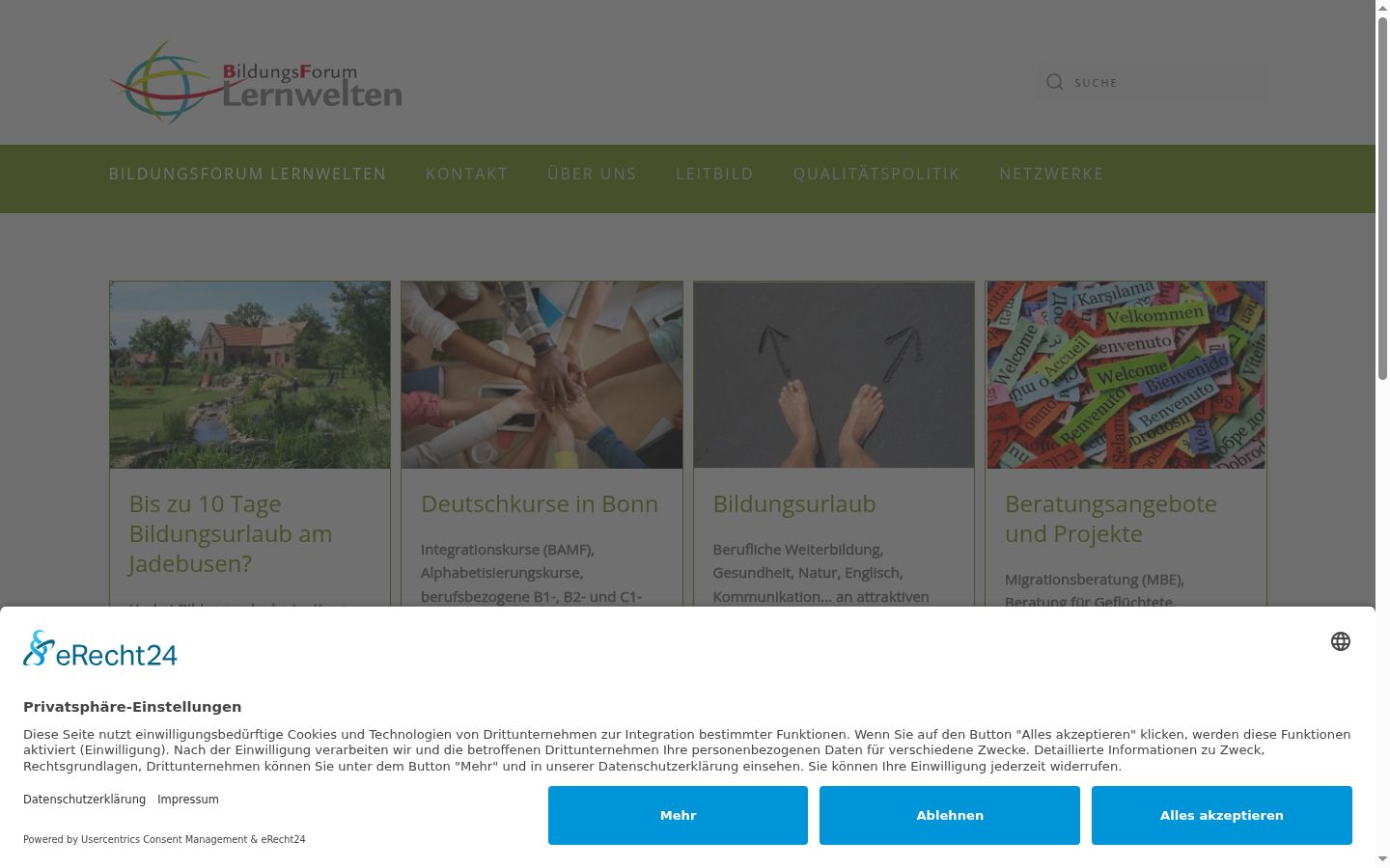 Screenshot of the consent banner shown before any interaction