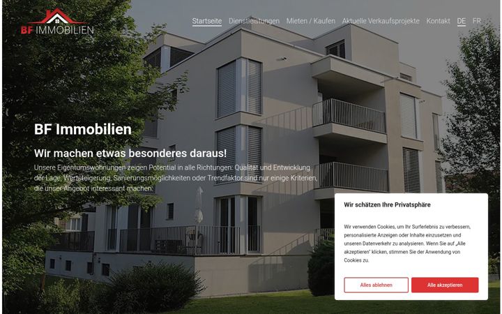 Screenshot of bf-immobilien.ch