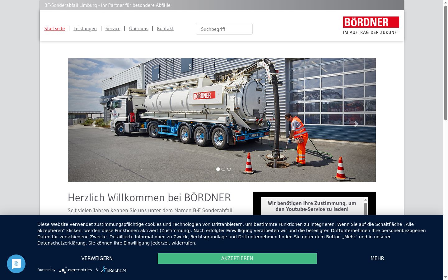 Screenshot des Einwilligungsbanners vor jeglicher Interaktion