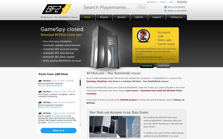 Screenshot of bf2hub.com