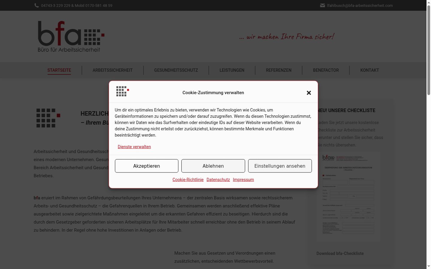 Screenshot del banner di consenso mostrato prima di qualsiasi interazione