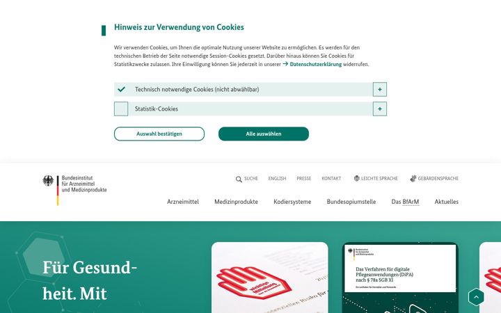 Screenshot ta' bfarm.de