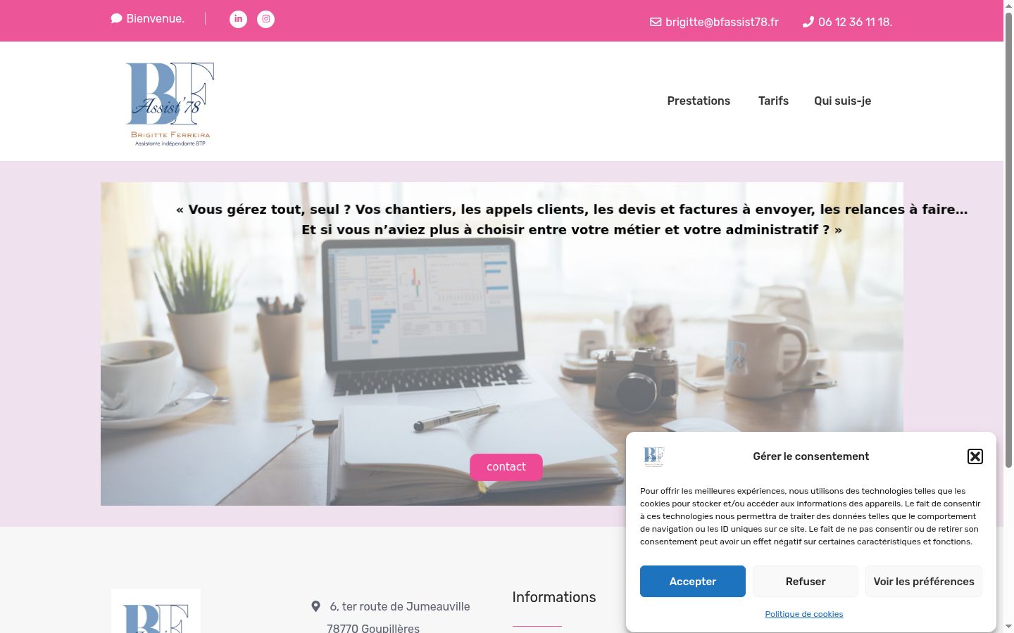 Screenshot del banner di consenso mostrato prima di qualsiasi interazione