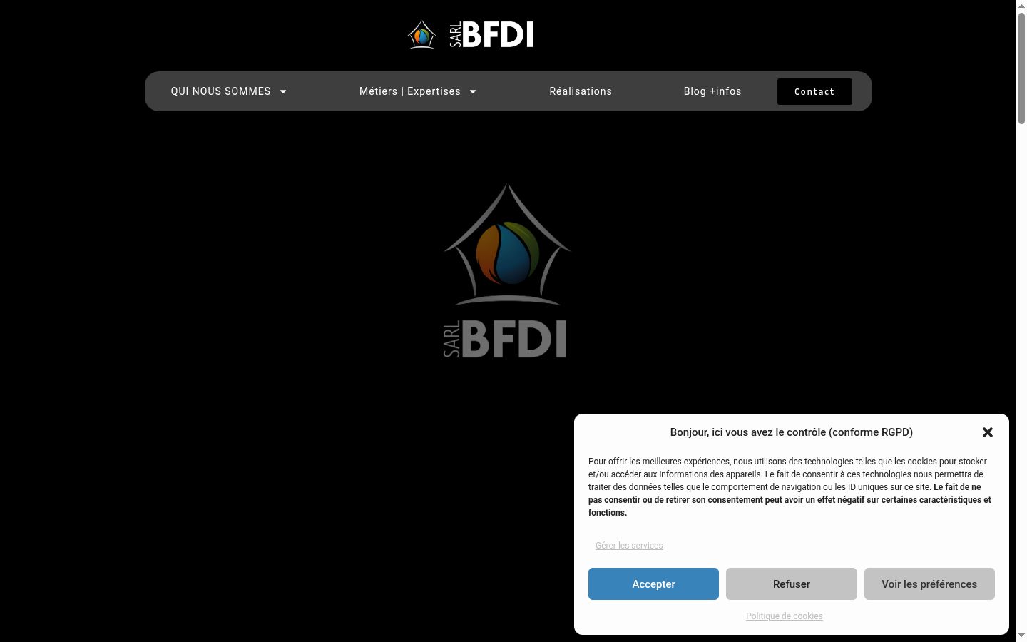 Capture d'écran de la bannière de consentement affichée avant toute interaction