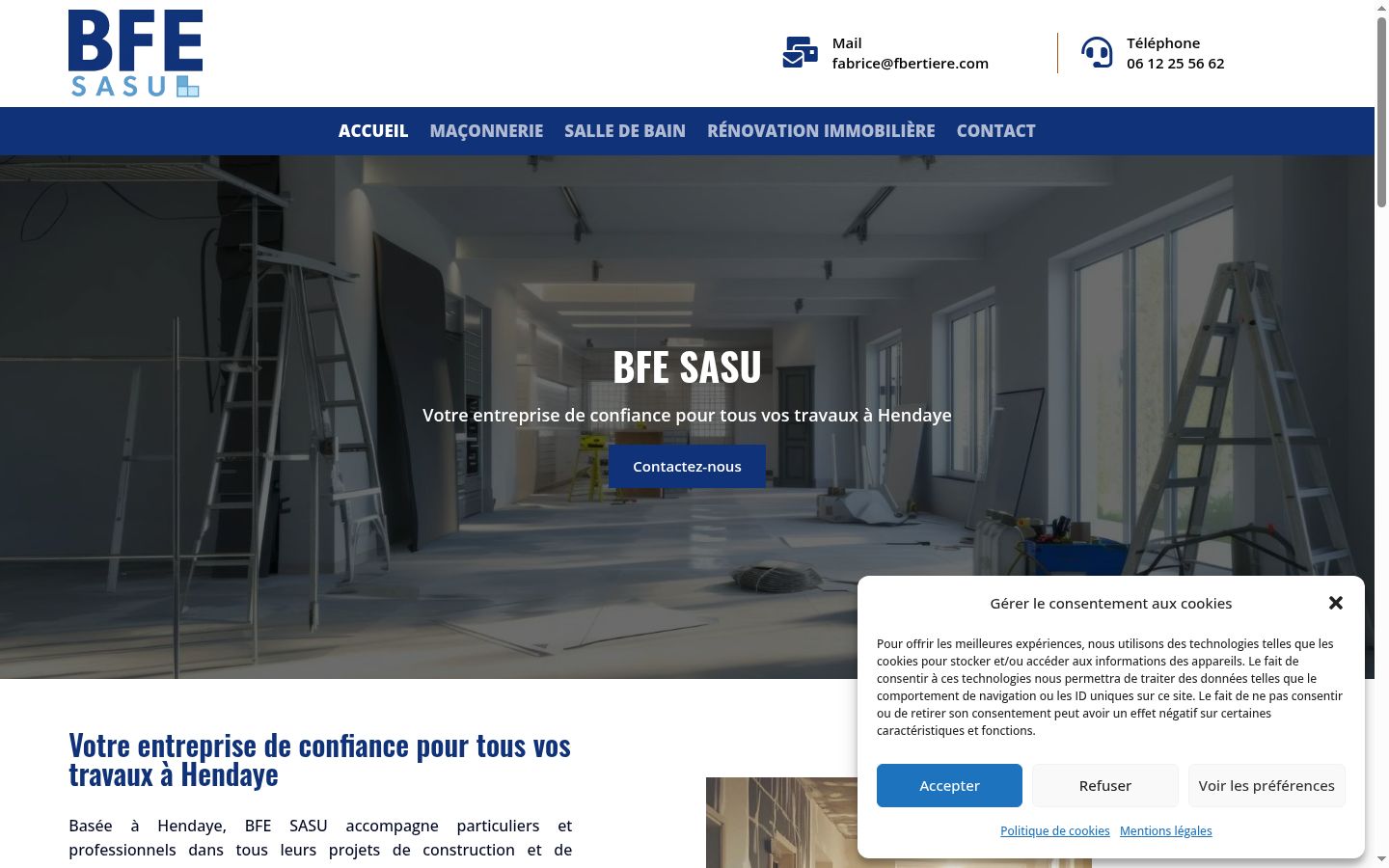 Capture d'écran de la bannière de consentement affichée avant toute interaction