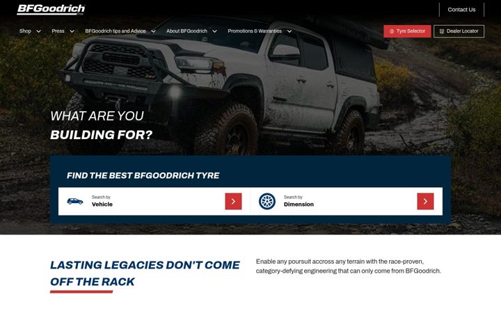 Snímek obrazovky bfgoodrich.com.au