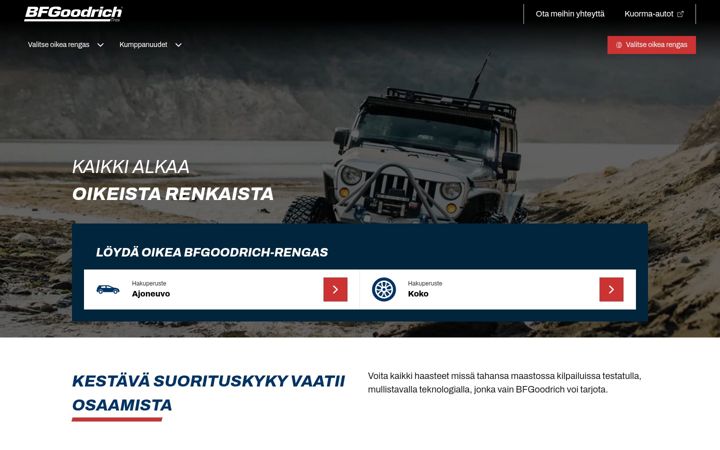 Captură de ecran a bfgoodrich.fi
