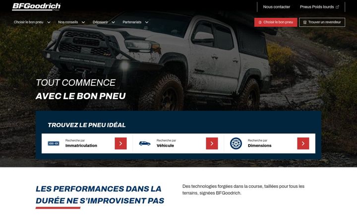 Captură de ecran a bfgoodrich.fr