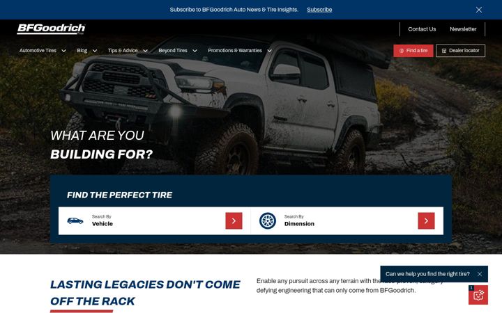Screenshot of bfgoodrichtires.com