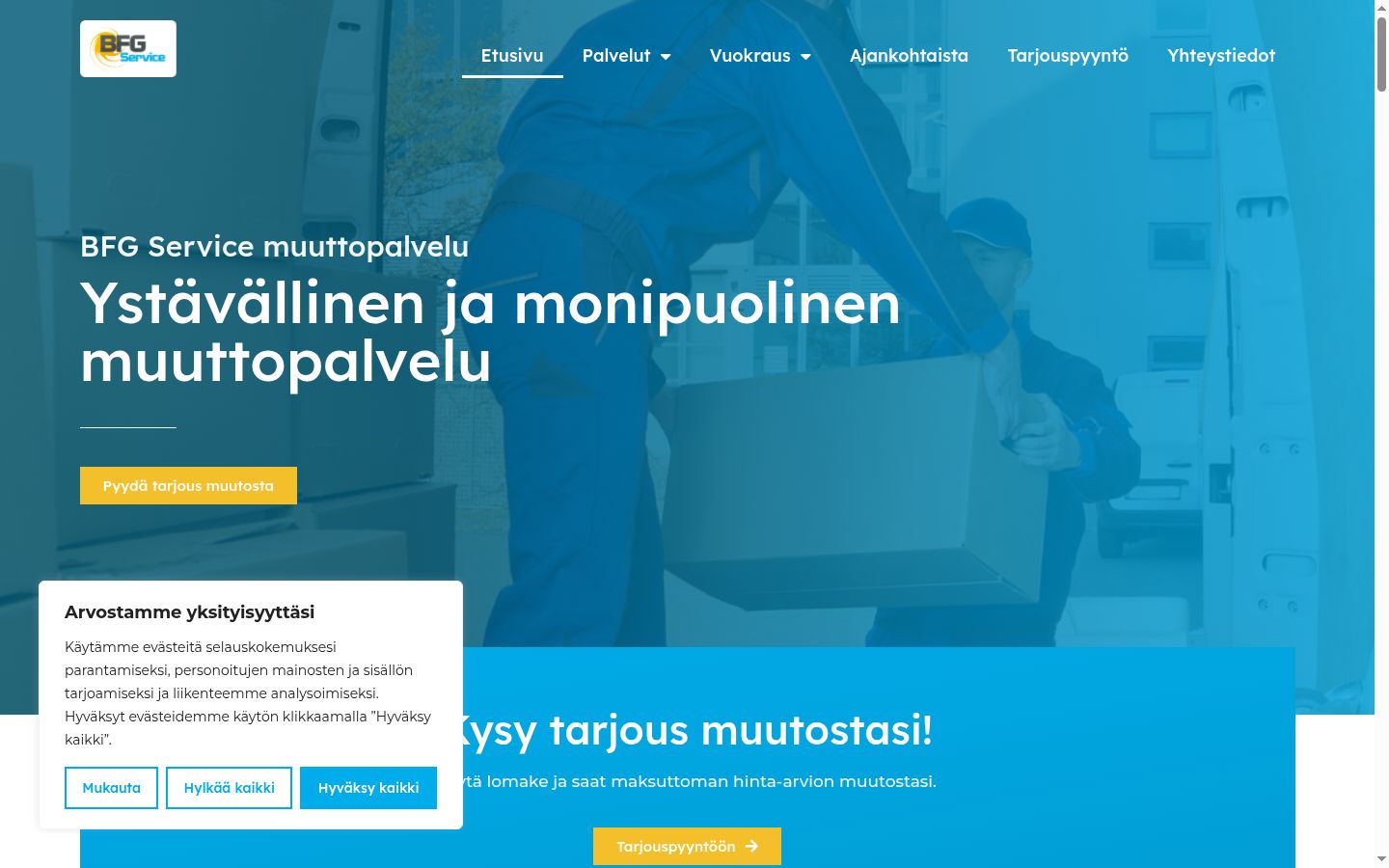 Sutikimo reklamjuostės, rodytos prieš bet kokią sąveiką, ekrano kopija