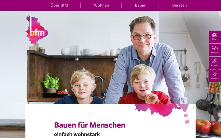 Captura de pantalla de bfm-wohnen.de