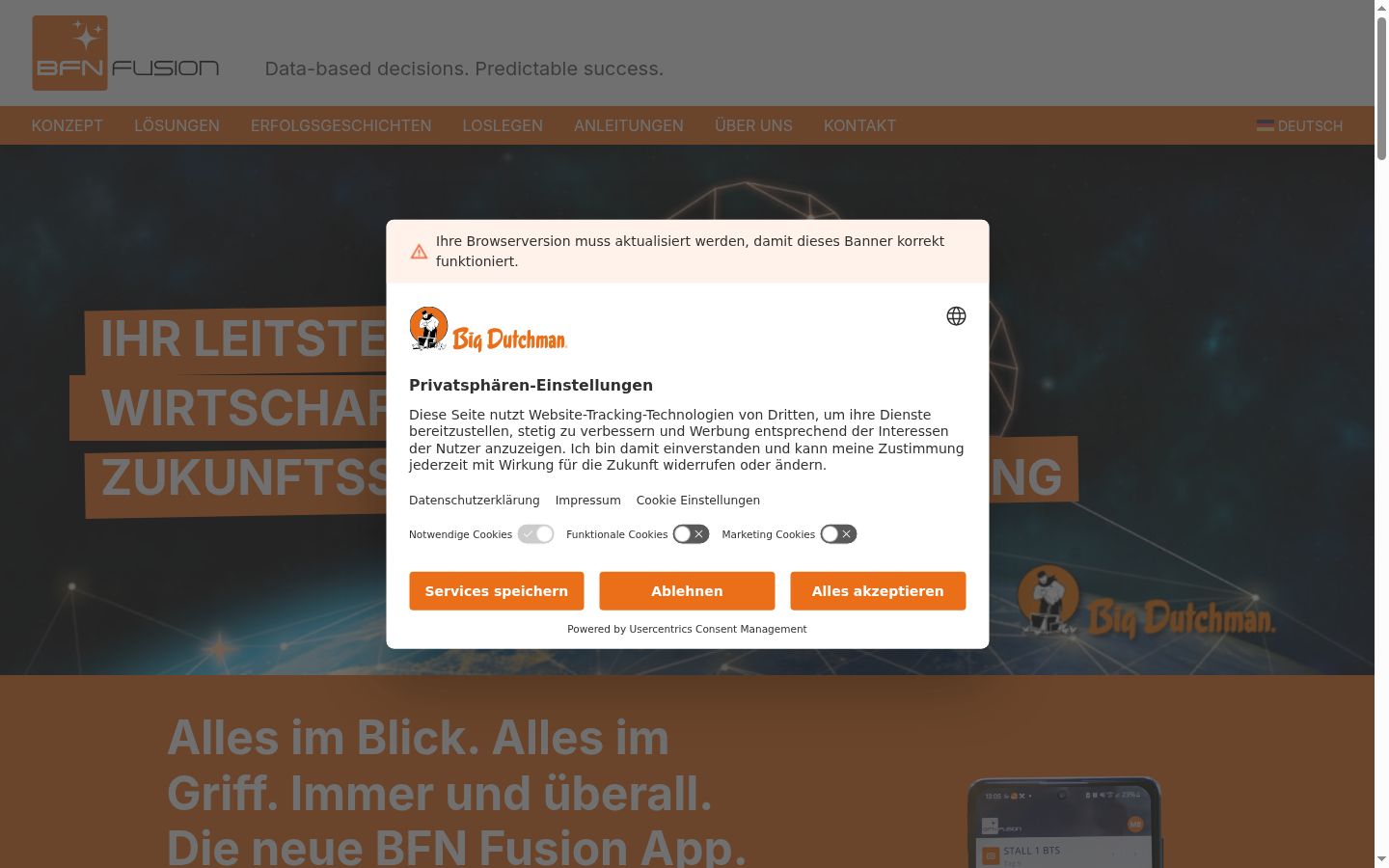 Screenshot of the consent banner shown before any interaction