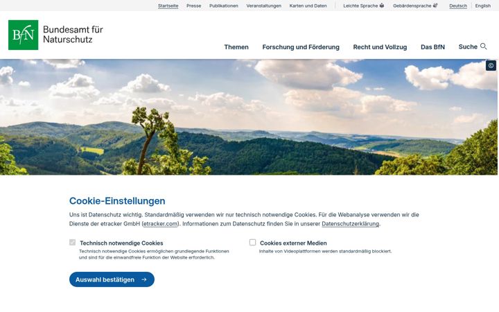 Screenshot di bfn.de