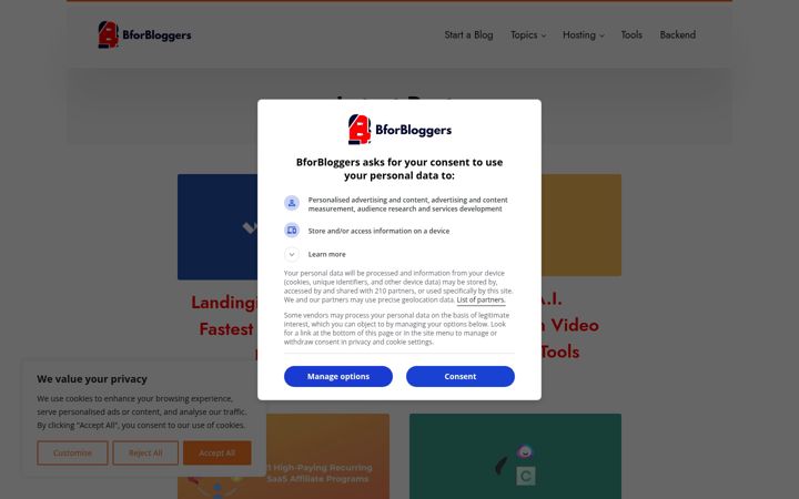 Screenshot of bforbloggers.com