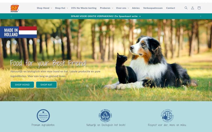 Ekrānuzņēmums no bfpetfood.nl