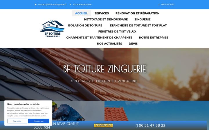 Screenshot of bftoiturezinguerie.fr