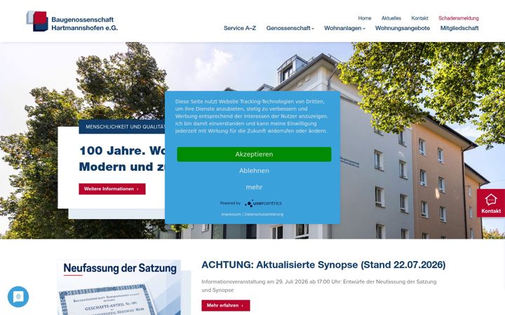 Screenshot of bg-hartmannshofen.de