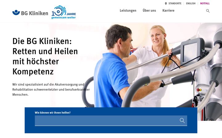Screenshot of bg-kliniken.de