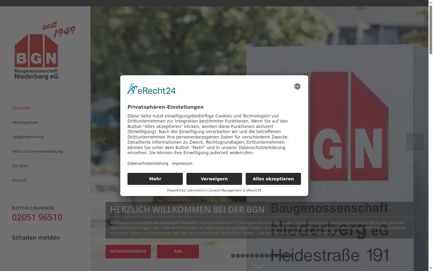 Captura de pantalla del banner de consentimiento mostrado antes de cualquier interacción