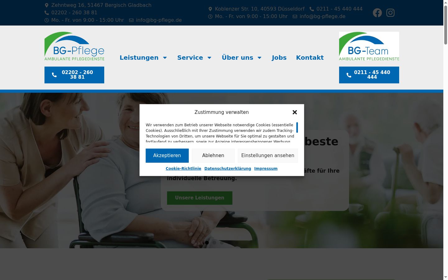 Screenshot del banner di consenso mostrato prima di qualsiasi interazione