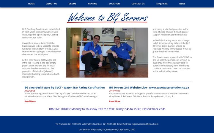 Screenshot of bg-servers.co.za