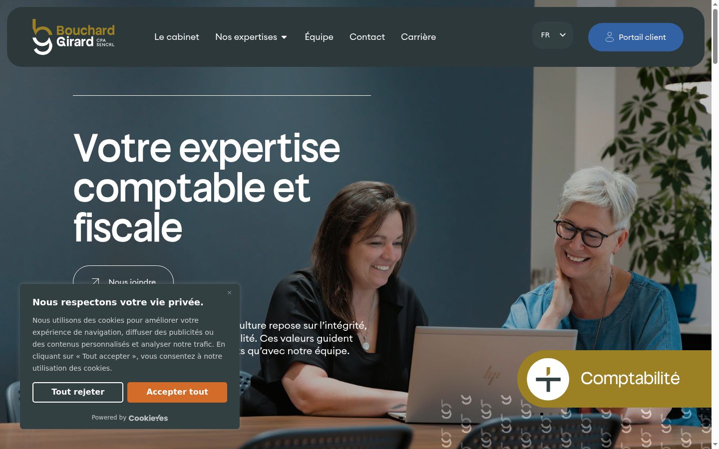 Captura de ecrã do banner de consentimento apresentado antes de qualquer interação