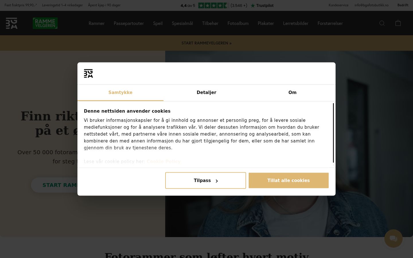 Ekrānuzņēmums ar piekrišanas baneri, kas tika rādīts pirms jebkādas mijiedarbības