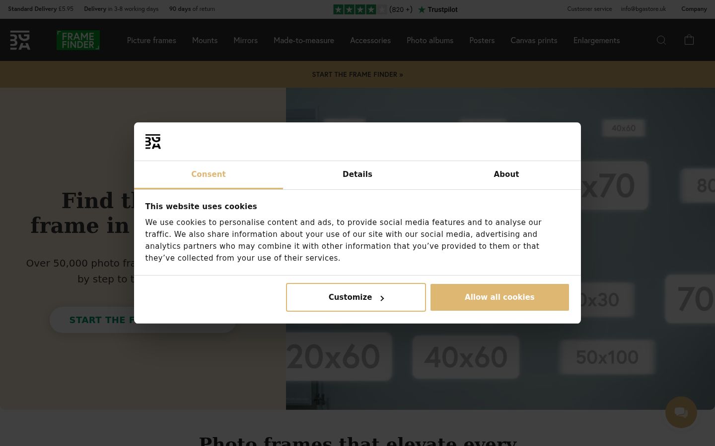 Screenshot of the consent banner shown before any interaction