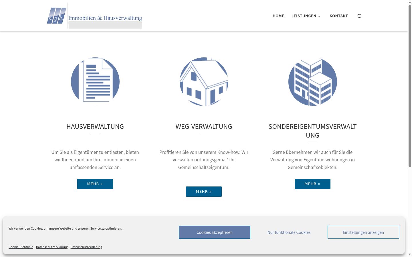 Screenshot des Einwilligungsbanners vor jeglicher Interaktion