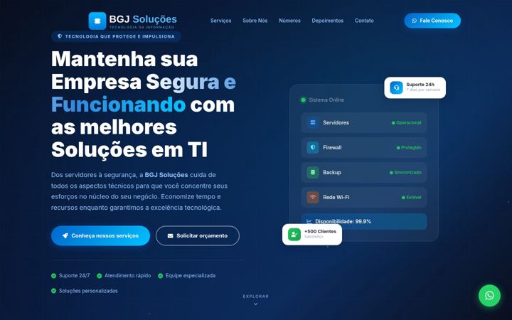 Screenshot stránky bgjsolucoes.com.br