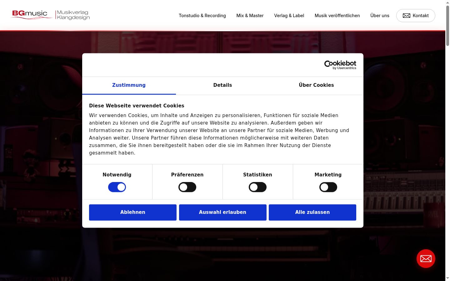 Screenshot del banner di consenso mostrato prima di qualsiasi interazione