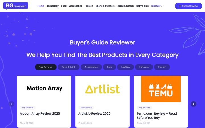 Screenshot of bgreviewer.com
