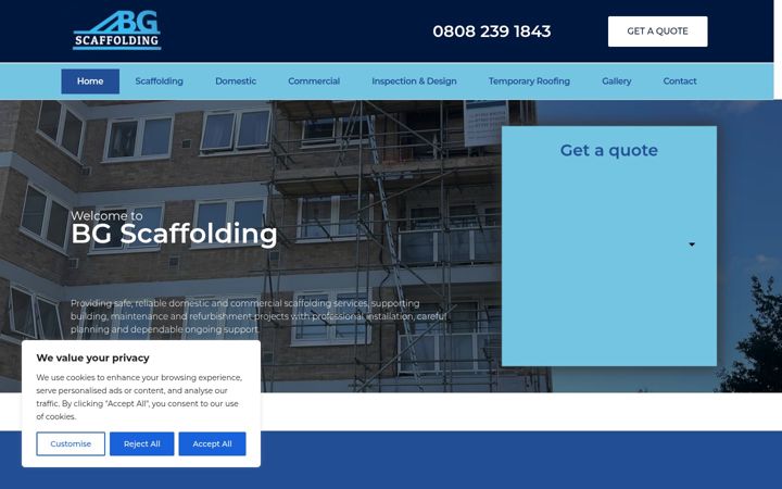 Screenshot of bgscaffolding.co.uk