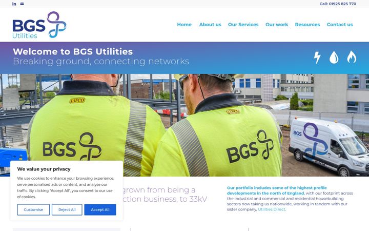 Screenshot of bgsutilities.co.uk